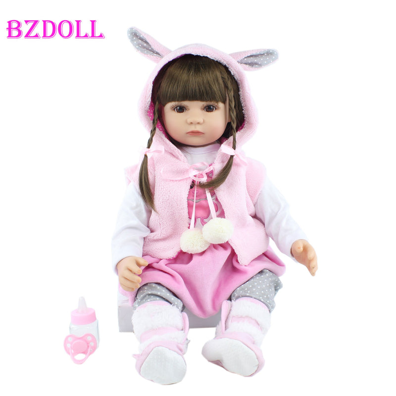 60cm/55cm Soft Silicone Reborn Toddler Baby Doll Toys For Girl Long Hair Princess Like Alive Boneca Dress Up Birthday Gift