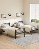 VASAGLE bed 90x200 cm Guest bed Single bed Metal bed Rack bed frame Metal bed Easy Assembly ink black
