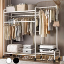 Coat Rack Movable Double Clothes Shelf Clothes Floor-Standing Bedroom Wheeled Floor Hangers Storage Coat Rack Clothes Racks