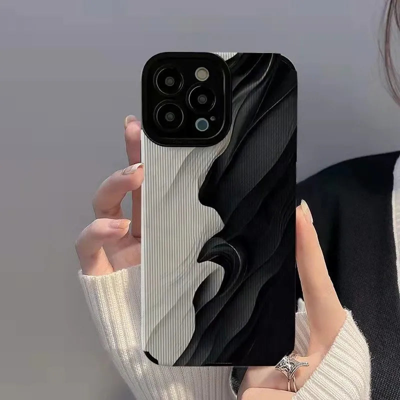 Fashion Sea Wave Camera Protection Silicone Soft Case For iphone 11 12 13 14 15 Pro X XR Xs Max 7 8 Plus SE 2020 Cover