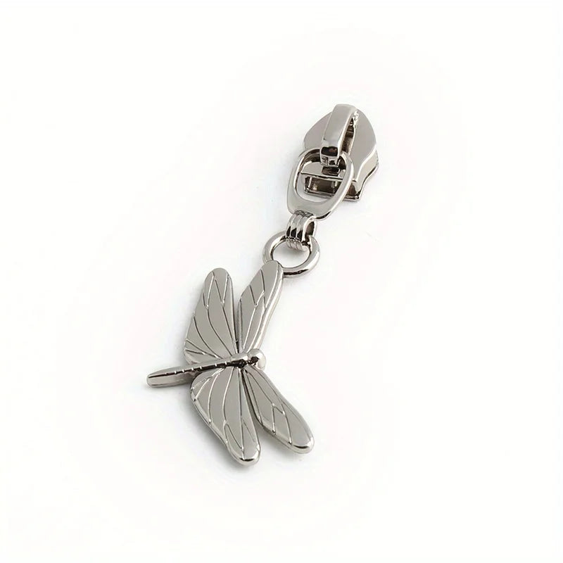 5PCS Dragonfly Bee Wallet Cosmetic Bag Pull Tab Slider Pencil Case Coat Messenger Bag Metal Insect Zipper Fashion Cute Pendant