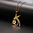 Kolibri-Blumen-Anhänger-Halsketten für Frauen Mädchen Edelstahl Goldfarbene Kette Choker Tier Schmuck Geburtstagsgeschenk
