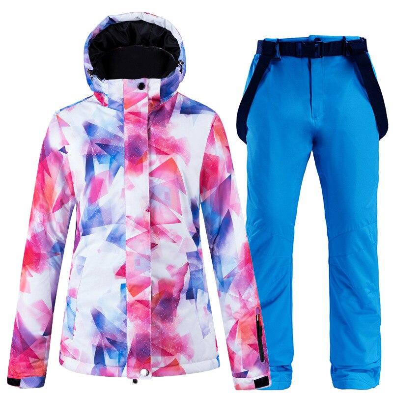 New Warm Colorful Ski Suit Women Waterproof Windproof Skiing and Snowboarding Jacket Pants Set Female Outdoor Snow Costumes