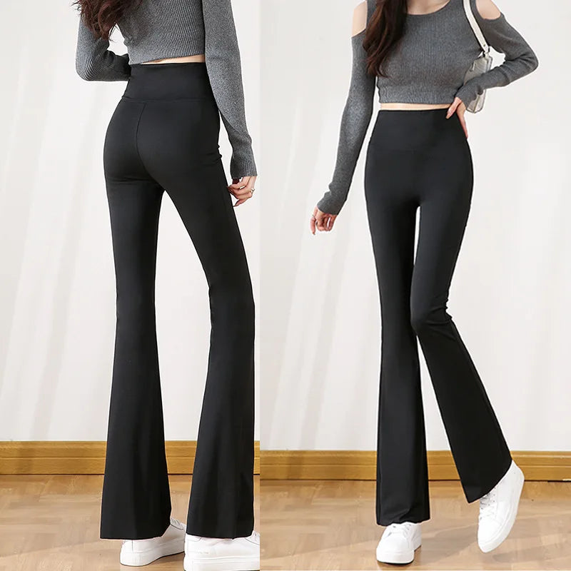 High Waist Flare Leggings Wide Leg Pants Women Gym Sports Yoga Pants Dance Trousers Retro All-match Streetwear Push Up Clothing