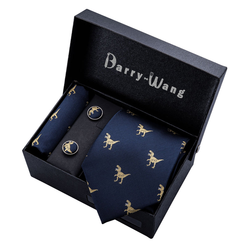 Gold Men Tie Paisley Silk Tie Pocket Square Gift Box Set Barry.Wang Luxury Designer Neck Tie For Men Male Gravat Wedding BB-5150