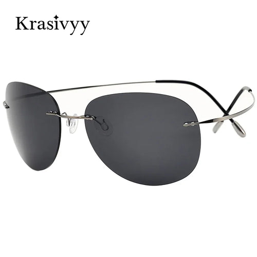 Krasivyy Randlose Polarisierte Sonnenbrillen Herren Reines Titan Ultraleicht Oval Damen Fahrsonnenbrillen Marken Pilot UV400 Brillen