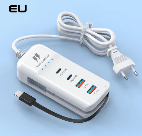 4 Ports USB Charger PD 66W Fast Charging Wall Chargers For iPhone Xiaomi Samsung Mobile Phone Travel Power Socket Adapter