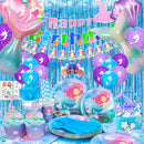 Mermaid Party Supplies and Decorations,202pcs/Serves 16 Decorations&Tableware Set-Party Plates Cups Tablecloth&Balloons Banner