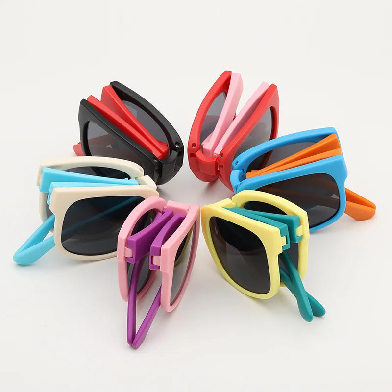Folding Fashionable UV Resistant Baby Sunglasses New Box Art Children's Glasses Trend