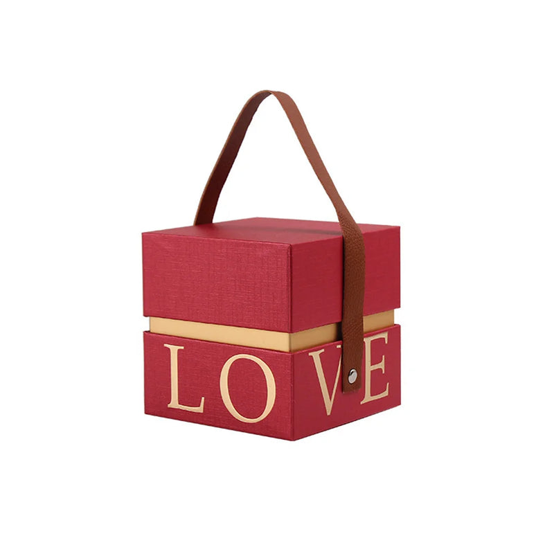 Wedding Favor Gift Packaging Box Handled Candy Box for Valentine's Day Christmas Present Boxes Square Candy Jewelry Storage Case