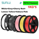 SUNLU 5KG 3D Filament PLA/PLA PLUS/PETG/ABS Filamnet 1.75mm 5Roll 1KG Neatly Wound 3D Printer Filament for 3D Printer