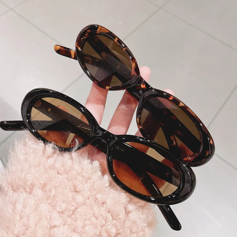 New Women Small Oval Sunglasses Vintage Women's Brand Designer Sun Glasses Fashion UV Protection Shades UV400 Oculos De Sol