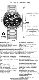 ADDIESDIV2025 New 8215 Movement 200m Waterproof BGW9 Blue Luminous Luxury Diving Automatic Watch Stainless Steel Sapphire AD2523