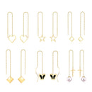 LUXUSTEEL Einfache Quasten-Linear-Kette Lange Ohrhänger Damen Geometrischer Stern Herz Hängende Ohrlinie Japan Koreanischer Schmuck 2023