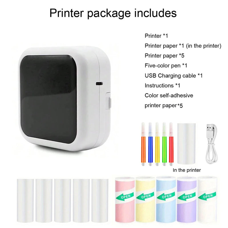Mini Printer, Portable Thermal Photo Printer, Inkless Sticker Maker Machine for Notes, Photos, Stickers, Labels