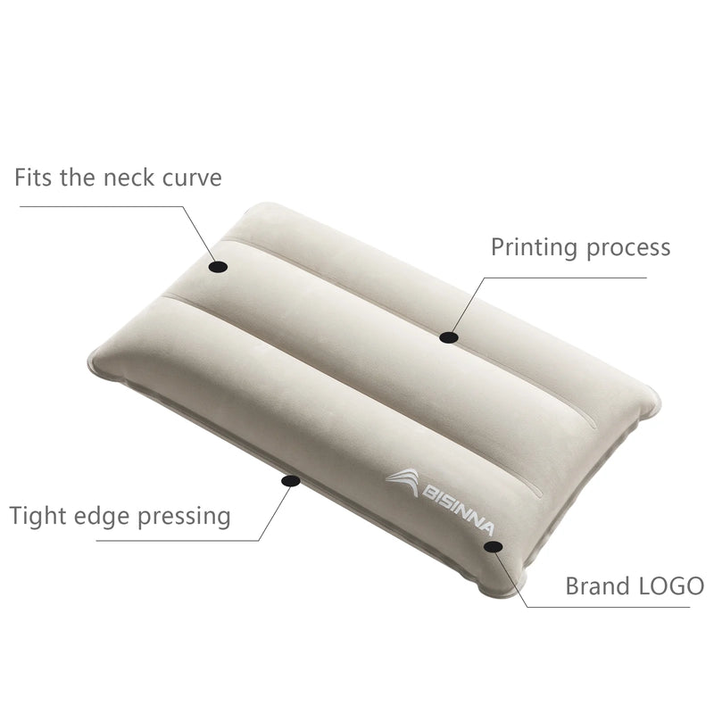 BISINNA Inflatable Pillow,Portable Camping Neck Pillow,Compressible Folding Flocking Air Cushion for Sleeping Travel Hiking