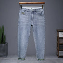 Hot summer jeans for men, trendy Korean style, slim fit