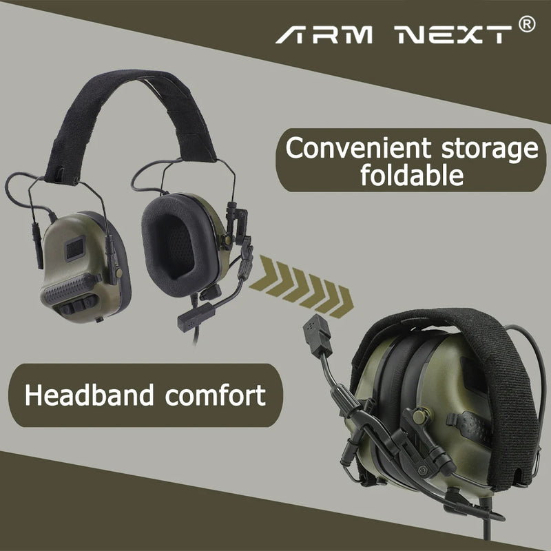 Hunting Tactical Headset (Sound Pickup&Noise Reduction) Military Airsoft Earmuff Outdoor Shooting Headset for Team Wendy M-LOK