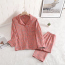 Floral Printed Cotton Women's Pajamas Suit for Spring and Autumn Jacquard Long Sleeved Large Size Home Women Sleepwear Set