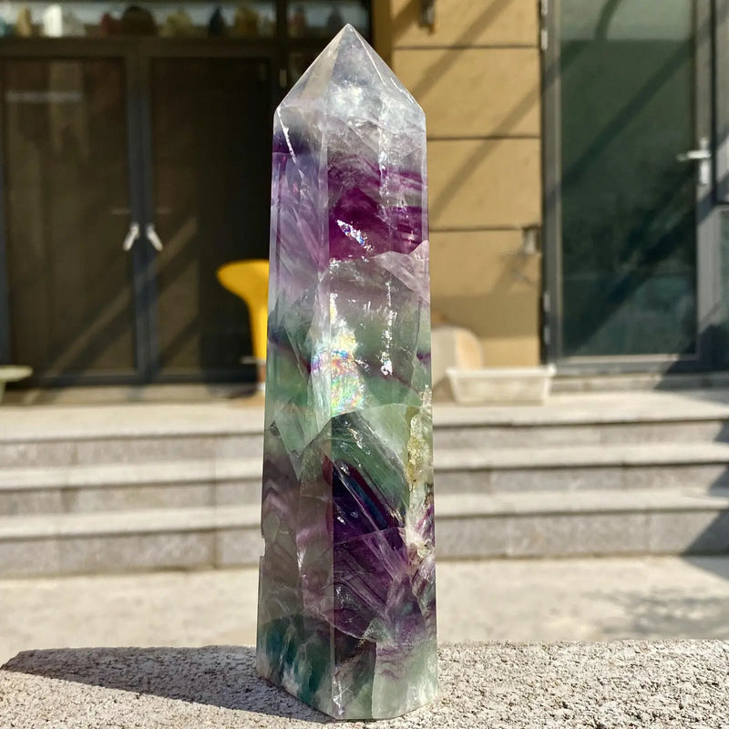 Natural Fluorite Crystal Column Magic Wand Obelisk Point Earth Healing