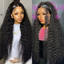 Wig Human Hair 13x4 HD Lace Frontal Wigs Deep Wave Brazilian Water Wave Remy Curly Hair 200% 4x4 Transparent Lace Closure Wig