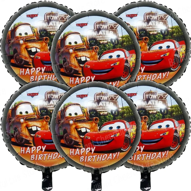 Disney Lightning McQueen Foil Balloons Set,Cars Birthday Decorations, Baby Shower, Race Car, Party Supplies, Gifts, 18Inch, 6Pcs