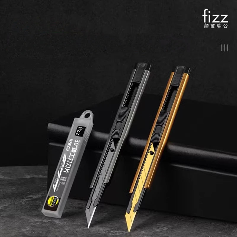 Fizz Metal Utility Knife Blade Paper Cutter Aluminum Alloy Pocket Knifes with Self-Locking Design Stationery Supplies
