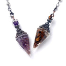 Natural Stone Resin Crushed Stone Spiritual Pendant Crystal Tiger Eye Quartz Agate Drip Hexagonal Cone Pendant Jewelry Accessory