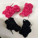 Peep Toe Rose Flower Ankle Boots Stiletto Heels Handmade Floral Pointed Toe Sweet Women Summer Sexy Unique Party Dress Shoes