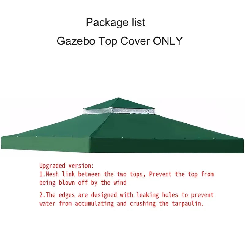 3x3m Canopy Replacement Top Canopy Cover Replacement 118"x118" Double Tiered Gazebo Covers for Yard Patio Garden Canopy Sunshade