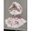 The Rabbit Hour | Lolita Two-Piece Slip Dress and Furry Hooded Cape Set