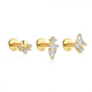CANNER S925 Sterling Silber Zirkon Flachgewinde Ohrstecker Piercing Pendientes Helix Ohrringe für Frauen Ohrknochen Schmuck Geschenk