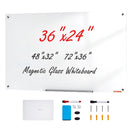 VEVOR Magnetic Glass Whiteboard 36"x24"/48"x32"/72"x36" Dry Erase Board Wall-Mount Large Frameless Glassboard for School Office