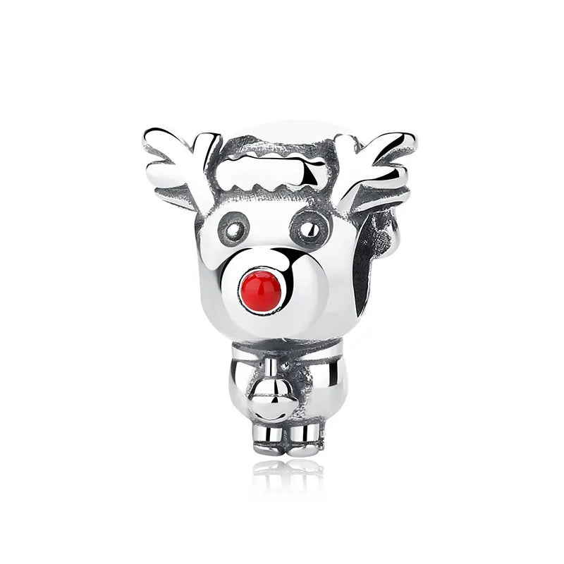 Original 925 Sterling Silver Charms Christmas Santa Reindeer Pendant Beads Fit Pan Brand Bracelets Necklaces Women DIY Jewelry