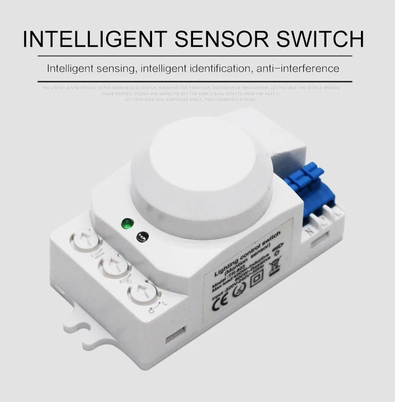 Smart Sensor Switch 220V 5.8G Motion Sensor Light Switch 360 Degree Radar Body Motion Sensor Light Switch Body Motion Detector