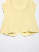 HH Summer Women Solid Square Collar Single Breasted Vest-style Sleeveless Top+High Waist Zipper Side Pocket Mini Shorts Suit