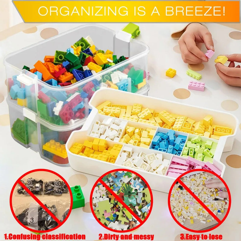 Stackable Lego Toy Storage Box Plastic Building Block Organizer Jigsaw Puzzle Container Compartment Holder Kidroom Toy Organizer