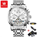 OLEVS Original Uhr für Herren, Automatische Mechanische Armbanduhr, Top-Marken Luxus Tourbillon Armbanduhr Klassische Herren Schwarze Uhren 6607