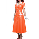 The Lacquer | Glossy PVC Leather A-Line Midi Dress