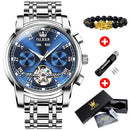 OLEVS Mechanische Herrenuhren, Automatik, Edelstahl, Wasserdicht, Datum, Woche, Grün, Mode, Klassische Armbanduhren 6607