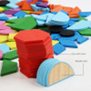 Diikamiiok Wooden 3D Puzzles Geometric Shape Tangram Jigsaw Puzzle Kids Wood Toy Baby Montessori Educational Toys for Children