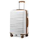 British Traveller Lightweight PC Hard Shell Cabin Suitcase with 4 Spinner Wheels&3-Digit Combination Lock Carry-On Hand Luggage