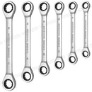 Double Box End Ratcheting Wrench set,Heavy Duty Cr-V Box Ratchet Combination Wrenches Gear Spanner set with Rack Organizer