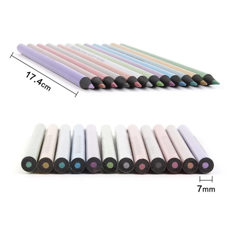 12 Color\box Metallic Colored Pencils Drawing Sketching Soft Wood Golden Pencil Set for Student Profession Art Supplies