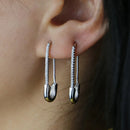 New Arrived Tiny Cute Gothic Gold Color Cz Paved Safety Pin Long Stud Earrings Ear Threader Fashion Jewelry Exquisite Earrings