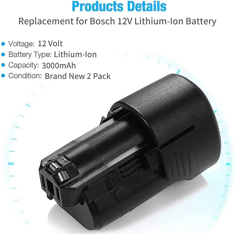 12V/10.8V 3000MAH Li-ion Battery / Charger For Bosch 12V BAT411 BAT411A BAT412A BAT420 2607336014 2607336864 GSR