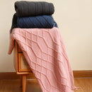 Inyahome Grob gestrickte Überwurfdecken für Couch und Bett, weiche, gemütliche Strickdecken mit Quaste, warme gewebte Landhausdecken, Rosa