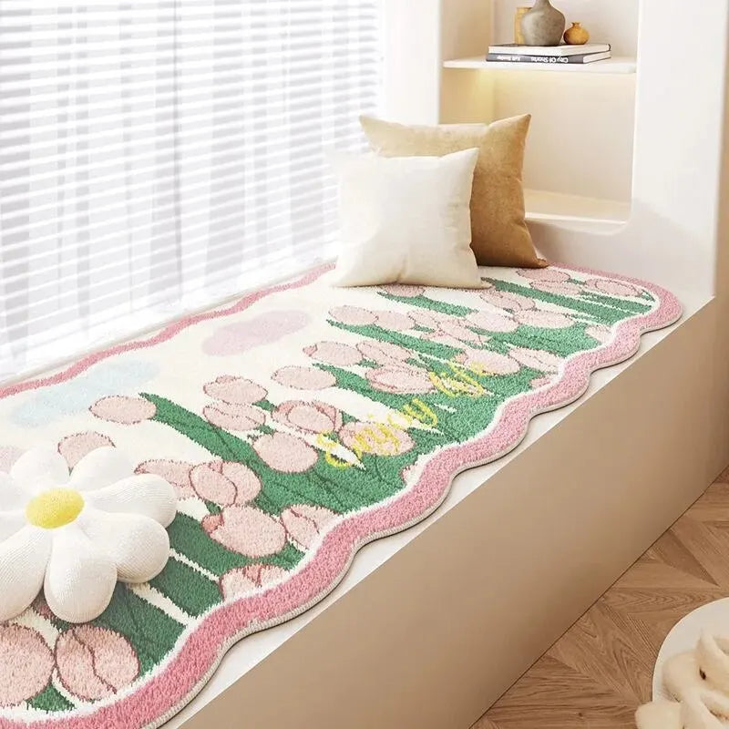 VIKAMA Lmitation Cashmere Carpet Bedroom Bed Blanket Girls Heart Dirt Resistant Thickened Absorbent No-wash Floor Mat