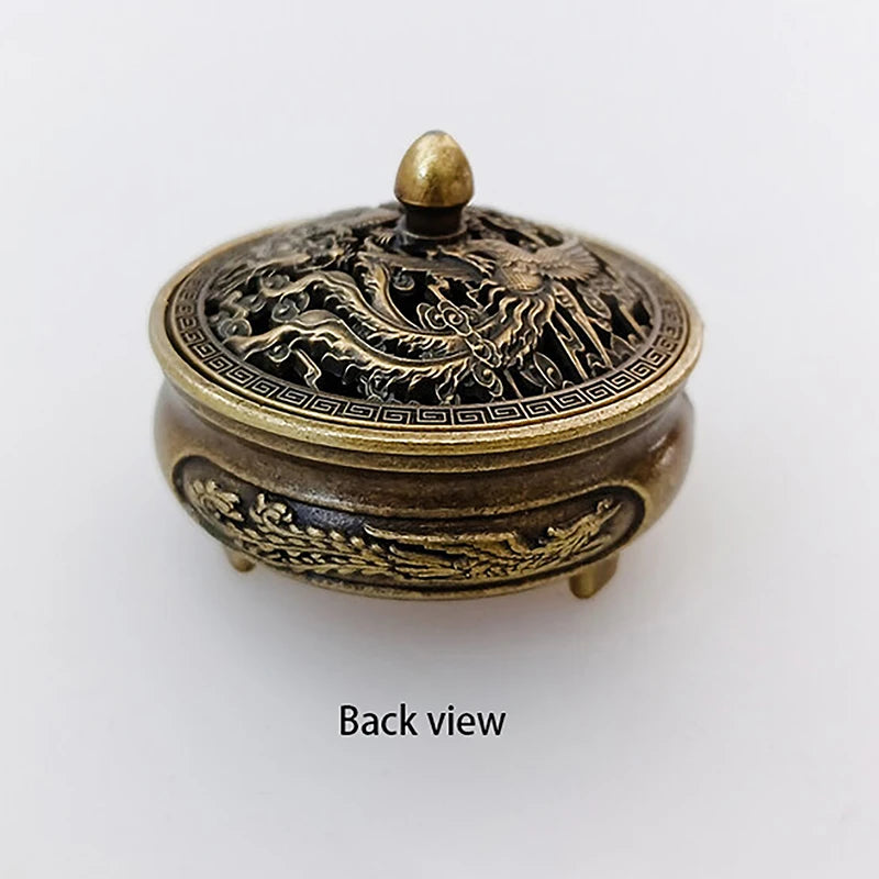 Alloy Incense Burner Chinese Buddha Lotus Flower Incense Holder Handmade Censer For Buddhist Home Office Decoration