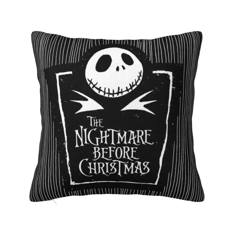 Custom Halloween Skull Jack Sally Throw Pillow Case Home Decor Nightmare Before Christmas Movie Cushion Cover Square Pillowcase